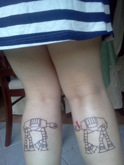 fuckyeahtattoos:  My AT-AT tattoos :) I love them and I want to marry Dante at Lagniappe Custom Tattoos in Slidell, La xD  BOY AND GIRL AT-ATs!