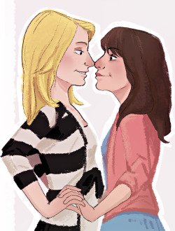 ihateskrennmz:  tacosrebellion:  Here’s some Faberry being cute. Lol I think at this point my fanart has covered all the major gay glee ships. Also dry brushes are really, really fun to use.  (click for full size)  TEACH ME TO COLOR! I NEED YOUR POWERS!