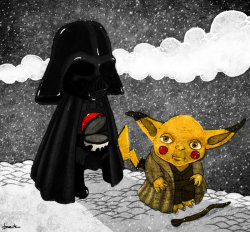 justinrampage:  Star Wars and Pokemon together as one in Berk Ozturk’s newest illustration. “Pikayoda, I choose you!” Related Rampages: Angry Birds Evolution | Darth Napkin (More) I choose you yoda by Berk Ozturk (Facebook) (DinoDream) 