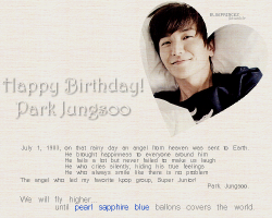 blueprincez:   Happy Birthday Park Jungsoo! I love you~We will fly higher until pearl sapphire blue balloon covers the world.  ♥ @special1004   