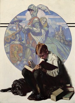ilikeartalot:  Boy Reading Adventure Story by Norman Rockwell 