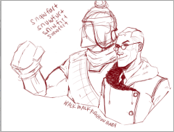 kassafrassa:  started as just a doodle of medic then snowfortideamedic then heavy popped up because i apparently can’t draw one without the other wip, will post finished when done  Urge&hellip; to make&hellip; Medic&rsquo;s coat&hellip; for winter cosplay