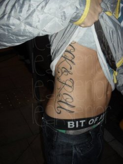 Tom&rsquo;s tattoo. Manchester. 4th July 2011. This is my picture. Take it &amp; I will eat you :)