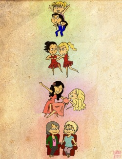twigvicious:  diagron-alleyy:  mini brittana through the years doodle while i was waiting for pottermore  The one of them old together is breaking my heart. 
