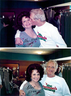 burleskateer:  Blaze Starr poses for a couple candid photos with actor Paul Newman.. Newman portrayed Louisiana Gov. Earl Long in Ron Shelton&rsquo;s 1989 film: “BLAZE”; based on the life and times of the former burlesque performer.. 