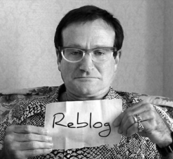 hug-of-the-tiger:  clarkkftw:  teamaequitas:  0hmykaty:  wearealljustrunaways:  savisintheclouds:  I literally felt like I did not have a choice.  Robin Williams says reblog, you reblog.   …okay.  did i even really have a choice?  okay robin williams