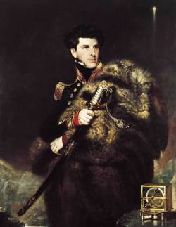 adventures-of-the-blackgang:  Sir James Clark Ross - beside him is a dip circle designed by Robert Were Fox, and used by Ross to discover the magnetic south pole. Artist: Wildman, John R.; 1834 