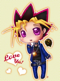 shujinkakusama:  roseannepage:   Yes the “Yu” is meant as a pun. Decided to draw a cute chibi a while back. It then ended up a chibi of Yugi Mutou + a Kuriboh. so Since i’m posting this i’ll use the chance to advertise a Yu-Gi-Oh RP Forum that’s