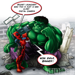 nekomitsurugi:  Deadpool vs. The hulk by gaudiamo 
