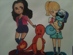 staeluss:  lapifors:  Pokemon Trainers!Brittana. Charmander’s eye wasn’t smudged, it’s a battle scar. (shhh play along)  OH MY GOD  THE CUTENESS! THE ACCURACY! 