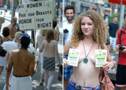 Topless Protest NYC, that&rsquo;s me in the skirt on the left