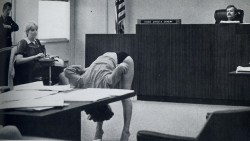newyrye:  Stripper in Clearwater, FLA showing the judge that her bikini briefs were too large to expose her vagina to the undercover cops that arrested her. The case was dimissed.