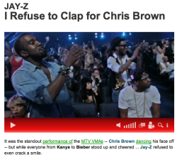 motherfckerjones:  anotherwaytowonderland:  supcakes:  THIS LACK OF APPLAUSE DESERVES APPLAUSE  I THOUGHT I WAS THE ONLY ONE THAT NOTICED  Jay-Z is so the man  FUCK YOU CHRIS BROWN AND ALL THE PEOPLE WHO STAN FOR YOUR BITCH-ASS.