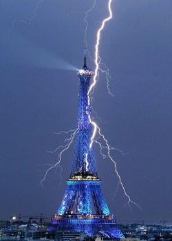  This remarkable shot of a forked lightning bolt streaking through the sky behind the 1,063ft iron tower was captured by amateur photo­grapher ­Bertrand Kulik. The 31-year-old from Paris – which is known as the City of Light – said: ‘The weather