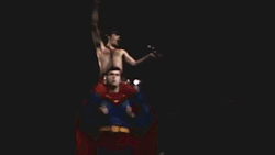 fuckyeahmercury:   Freddie Mercury on the shoulders of Superman. 