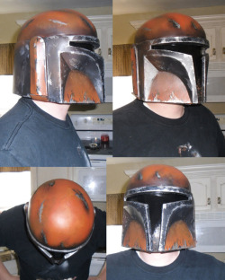 pacalin:  Mandalorian Helmet - by oz-of-the-land Note from artist: I finally got around to posting my mandalorian helmet. I spent around 40 bucks on the project but it was all worth it. I printed out the design from Pepakura and put fiber glass on the