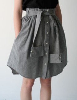 tonsoffuckinsequins:  icouldmakethat:  create: Father’s Day Dress Shirt Skirt - Grosgrain Inspired Ooh, cool, I have a couple of old dress shirts I could use for this.  Ooooooooooooh reblogging to remember to try to make this once I’m done with my
