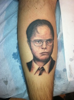 fuckyeahtattoos:  I don’t have a lot of experience with vampires, but I have hunted werewolves. I shot one once, but by the time I got to it, it had turned back into my neighbor’s dog.  -Dwight K. Schrute 