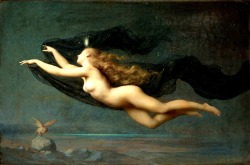 Night by Auguste Raynaud (1854-1937) In Greek mythology, Nyx (“night”, Nox in Roman translation) was the primordial goddess of the night. A shadowy figure, Nyx stood at or near the beginning of creation, and was the mother of personified gods such