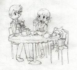 Nanako and Teddie (and Teddie?) having a tea party!