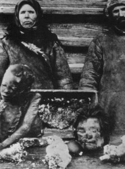 The photograph, which was taken in the early 1900’s, shows human bodies being sold at market for meat.Famine was once so widespread in Russia that cannibalism became an everyday part of life. Widespread cannibalism continued in Russia until well