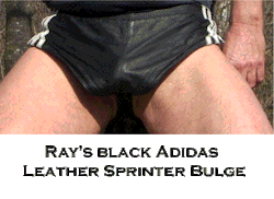 mucmuscle:  Video 104 : Ray’s Posing &amp; Bulging in black Adidas Leather Sport Shorts 