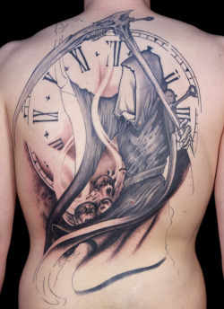 gravenimagetattoo:  Scott’s black and gray Reaper backpiece in progress by Paco Dietz at Graven Image Tattoo