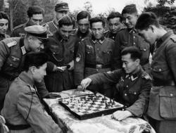 demons:  Turkestani volunteers of the Wehrmacht playing chess 