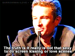maurice-dandi:  janto-owns-my-soul:  barrowmanilove:  barrowmanilove:JAMES: The truth is it really is not that sexy to do screen kissing or love scenes. You are usually farely embarassed about it, and you’re doing something very intimate in a very