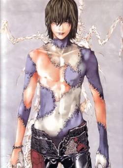 utekiss:  poopcone:  morkwalls: Ryuk’s original concept art. Takeshi Obata wanted to design Ryuk as an “attractive rock star”, but scrapped the idea at the thought that Ryuk shouldn’t be more attractive than the main character, Light. In How to