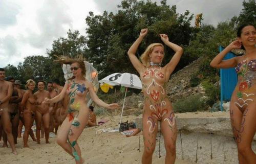 Body painting nudist camp girls