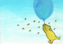 penguinswithbowties:  Watercolor doodle. Winnie the pooh. 
