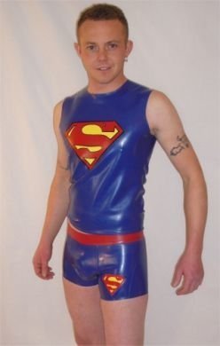 28. Super sexy; shiny latex and short shorts. stevebluf:   Superboy in Latex ;-P  