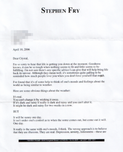 draodoir-mna:  boundbynature:  stfumadison:  In 2006, actor Stephen Fry received a letter from a girl struggling with depression. This was his response.  Probably could have used this last night.  This will always be beautiful. 