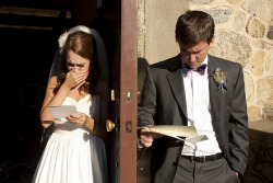 dark-deception:  surfbunny:  water-you-doing:   fortheloveofweddings: Moments before the ceremony, Matt and I gave each other handwritten letters to read together {between a door}. This was such an intimate moment and I am so glad we decided to do it.