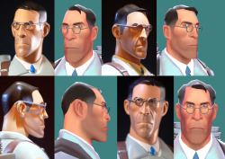 sarcasmosaur:  Okay for everyone who’s been saying this thing looks weird, here’s a comparison of the Gaming Head’s Medic statue with screenshots of the character model in HLMV. Jaw is a little too pointy, forehead is too broad which makes the jaw