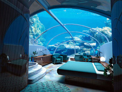 Underwater Hotel is underwaters!  Poseidon Resorts! &ldquo;World’s first undersea resort located on a private island in Fiji&rdquo;