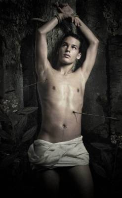 gay-erotic-art:  igorsoldat: Saint Sebastian (2004)  by Anthony Gayton   Sebastian was a Christian saint andmartyr, who is said to have died under the persecution of Christians by the Roman Emperor Diocletian in the third century CE. He is commonly
