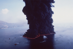 textposter:  lenoiire: northseasailor:  I suppose that’s one way to get rid of an oil spill. Swapping one form of pollution for another.  Wow   Beautiful pollution :)