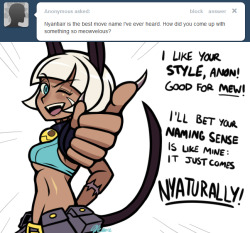yumizoomi:  sprite37:  ask-msfortune:  chazitanta:  saneintolerant:  ask-msfortune:  The trick is not to think or try too hard— if something rolls off your tongue and you like it, then go with it! Keep it nice and loose!  If nothing else, Ms. Fortune’s