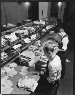 futurejournalismproject:  livelymorgue:  An archival photo from The New York Times shows news pictures being sorted in the newspaper’s photo “morgue,” which houses millions of images. Here they are — several each week — for you to see. Welcome