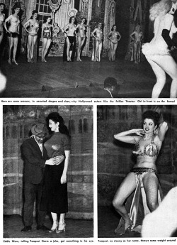 In 1928, Annie Blanche Banks was born in Eastman, Georgia.. In the early 1950s, she began her Burlesk career as Tempest Storm, at the &lsquo;FOLLIES Theatre&rsquo; in Los Angeles.. Tempest can be seen (3rd dancer from Left) in the Top tier image, waiting