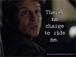 &ldquo;There&rsquo;s no charge to ride me.&rdquo; Based on a suggestion by tophatsandfedoras, who wanted cab-driving Moriarty.