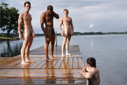 Swimming nude.  legsofwomen-men:  Steven, Justin, Greg and Brent for PlayGirl 