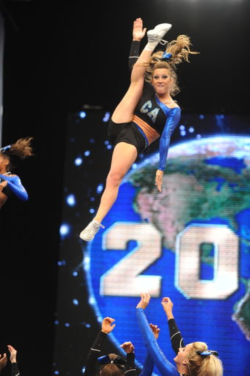 bow-to-the-teal:  all-star-cheerleader:  downto-cheer:  I honestly believe that Caitlyn Krulee does not get as much recognition as she deserves. She was point flyer on Lady Bullets last year all season, she has perfect body positions and her flying