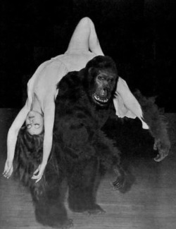 Emil Van Horn (famous gorilla impersonator) and Eleanor Wood, 1939.