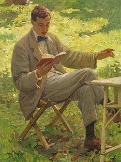 nelsoncarpenter:  reading-as-breathing: Sir Alfred James Munnings Reading, Dame Laura Knight. English Impressionist Painter (1877 - 1970) 