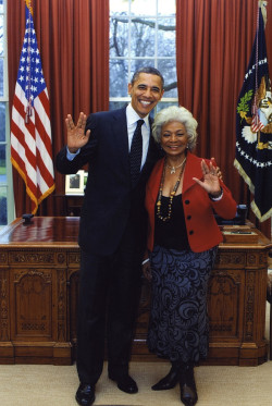 barackobama:  RealNichelle: Taken 2/29/12 in the Oval Office - Live Long &amp; Prosper! Someone emailed this to us with the subject line: “Tumblr worthy?” Yes. We would say so. 
