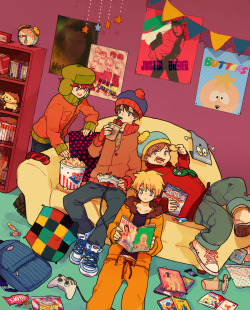 fuckthisimaunicorn:  vi11ain:  jubycomics:  “BFF” by ぴかろ SOUTH PARK  Justin Bieber, eh? Whose room is this?  def cartman’s 