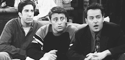  #I feel like this represents them pretty well #like Ross kind of understanding but with hints of him being patronising #Joey looking like he’s not really sure what’s going on but he’s gonna nod anyway #and then Chandler who’s already thought